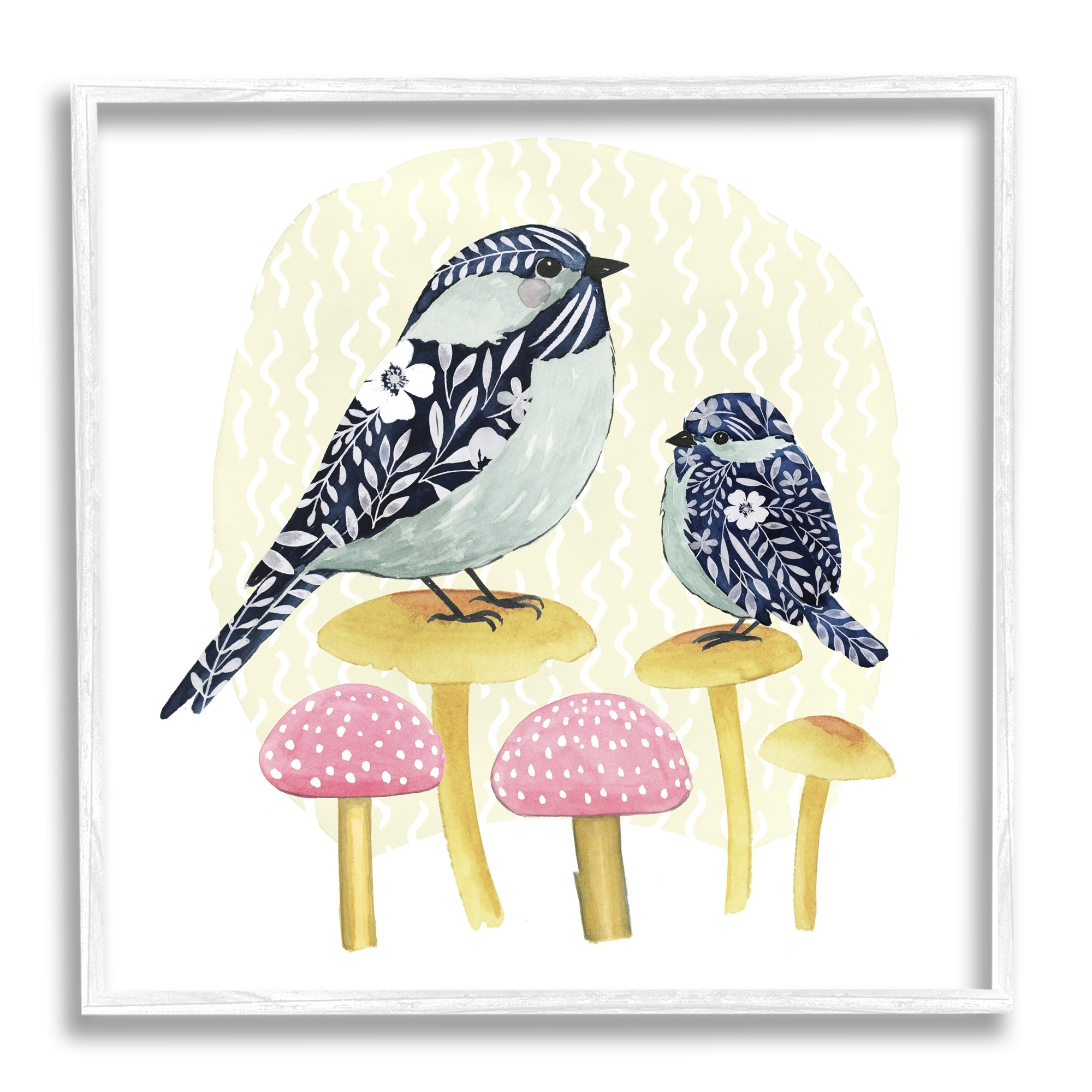 Stupell Floral Birds Perched Mushrooms Framed Giclee Art by Grace Popp