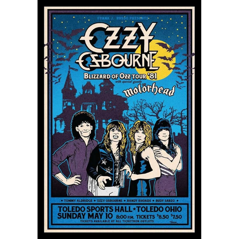 Ozzy Ozbourne Blizzard of OZZ Tour Framed Poster - 24 x 36 Inch