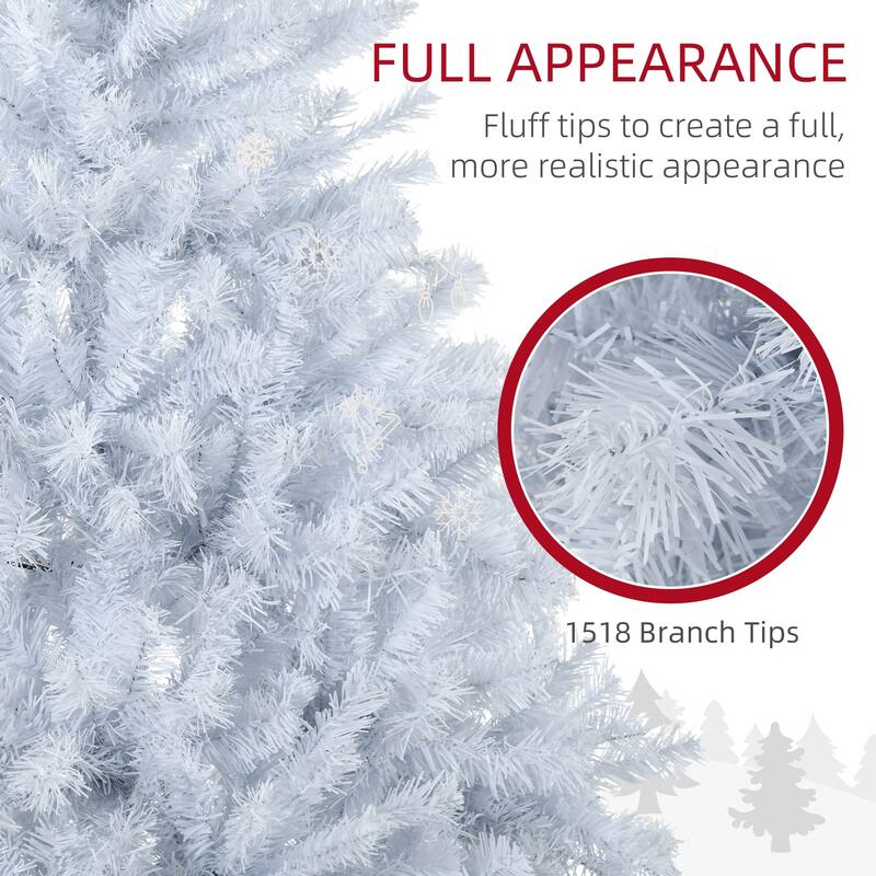 7.5ft Prelit White Artificial Christmas Tree with 500 Warm White LED Lights, Easy Assembly, Holiday Décor