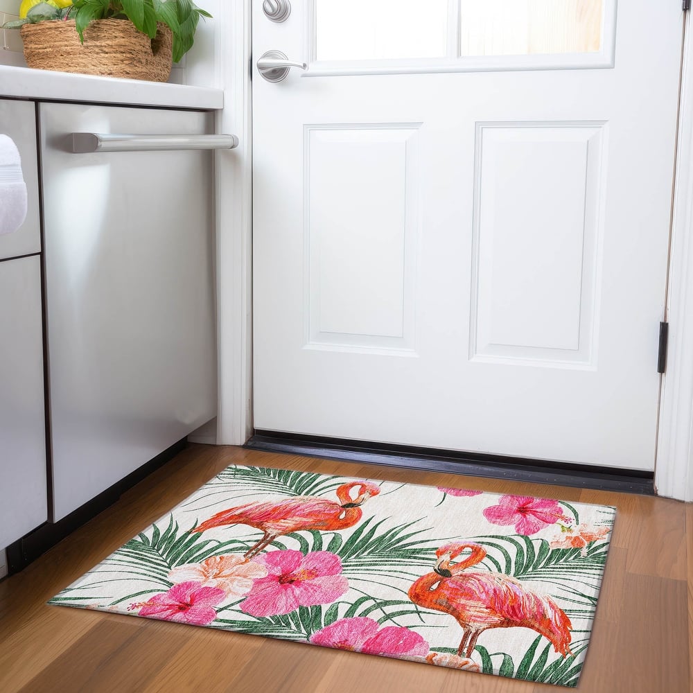 Premium Washable Super Soft Tropical Flamingo Mayfield Rug