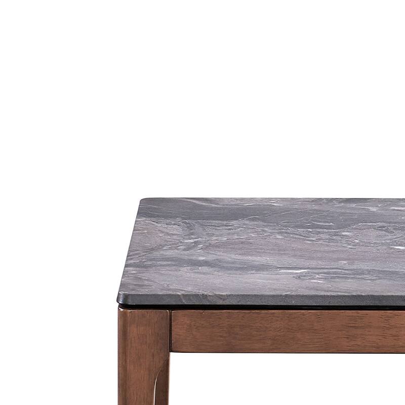 ACME Bevis End Table, Engineered Stone & Walnut Finish