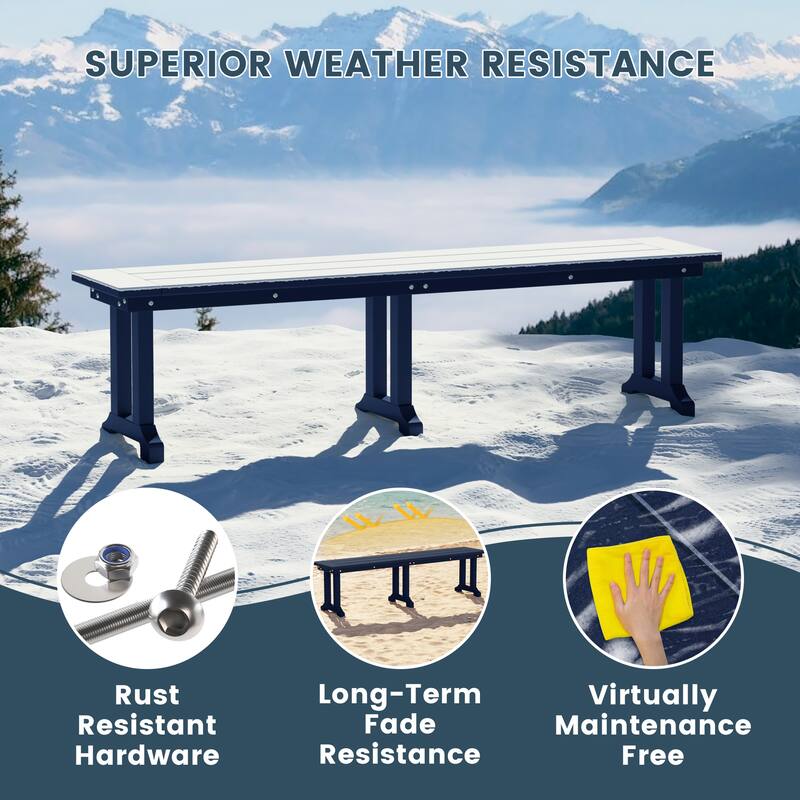 Laguna Hdpe All Weather Outdoor Patio 65" Bench