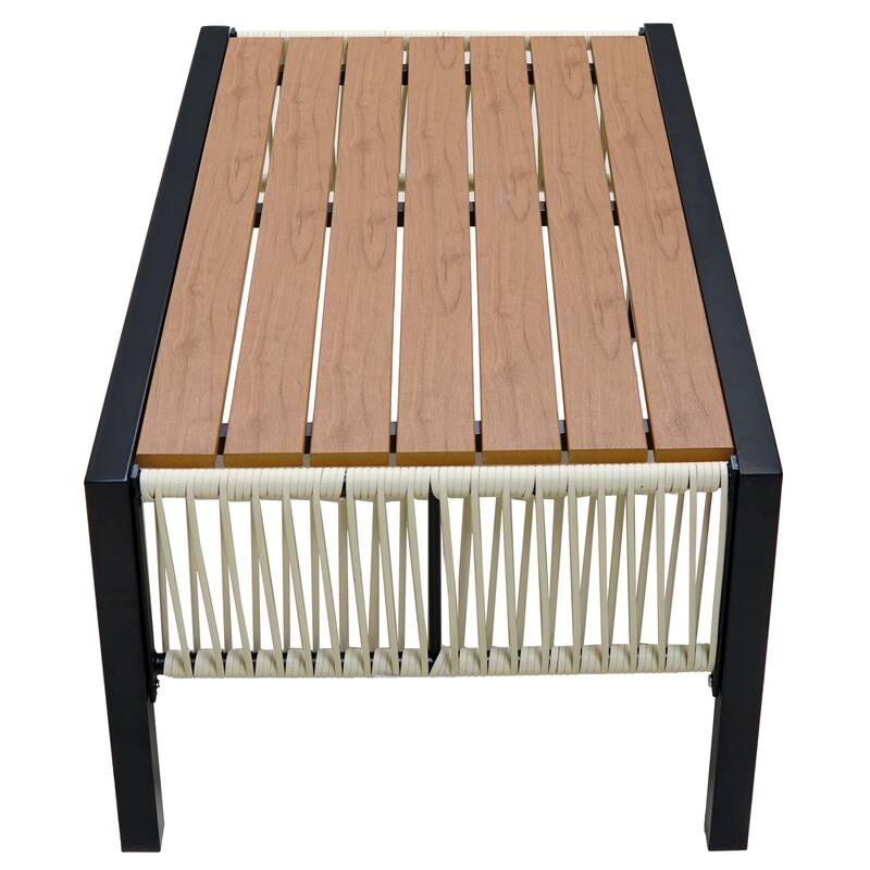 Modular Outdoor Sofa Set with PE Wicker & WPC Table, Rust-Proof Frame
