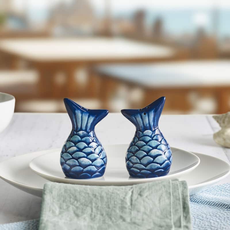 Fitz and Floyd Blue Fin Salt and Pepper Shaker Set