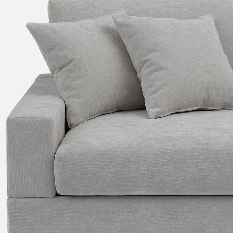 41" W Modern Chenille Corner Arm Accent Chair Sectional Module with Pillows