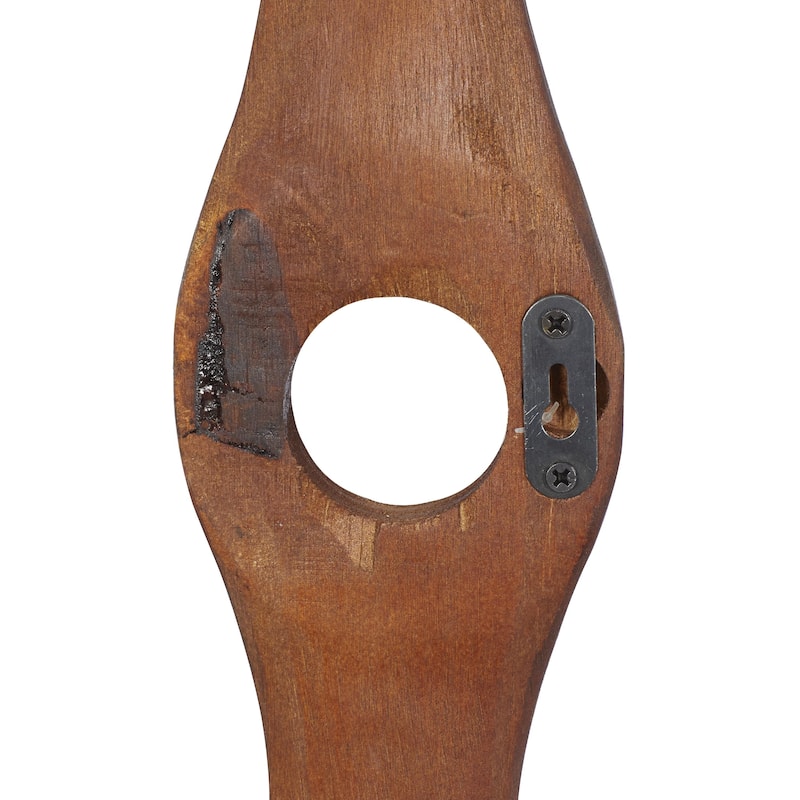Wood Airplane Propeller 2 Blade Home Wall Decor with Aviation Detailing - Brown - Roche River Decor