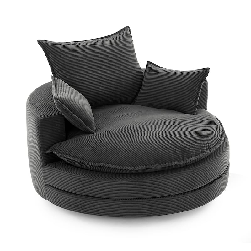 360° Swivel Accent Barrel Chair with Dual-Layer Cushions by Harper&Bright Designs