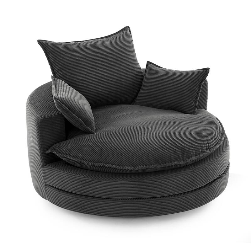 360° Swivel Accent Chair Round Barrel Chair, Living Room Oversized Single Sofa Chair Chaise Lounge Reading Sofa Armchair