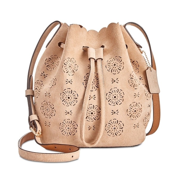 Coach Suede Mini Bucket Bag 16 With Cut Out Tea Rose Light Gold Beechwood One Size Overstock 25773192