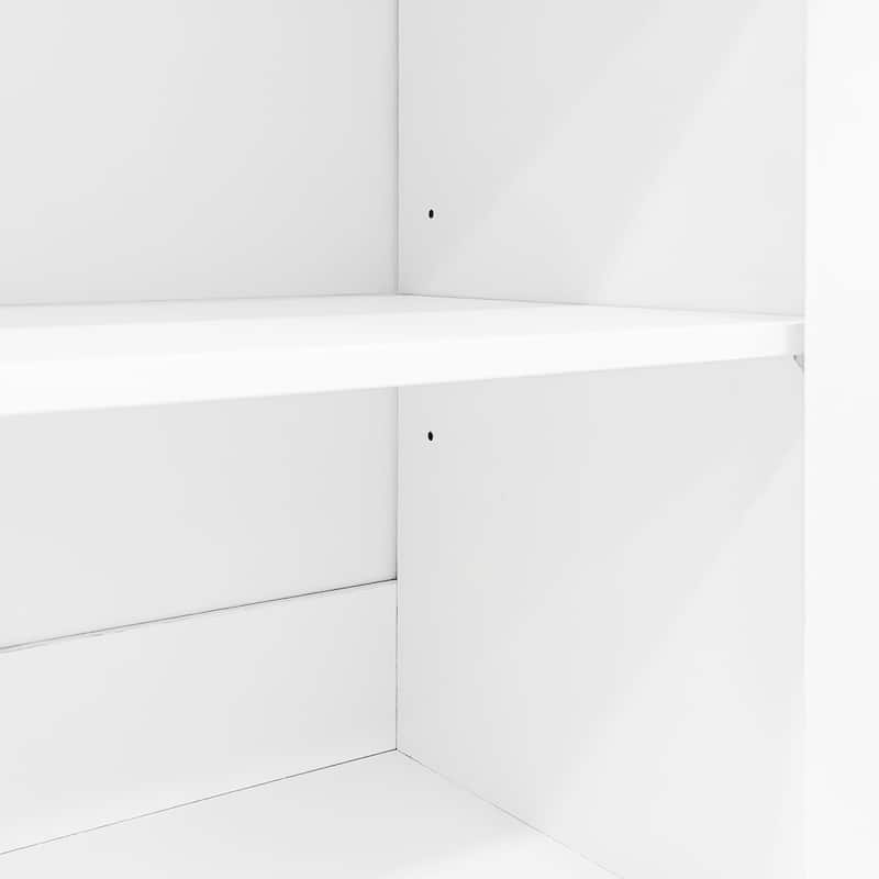 Entertainment Center Wall Unit with Bookshelves and Tempered Glass Door
