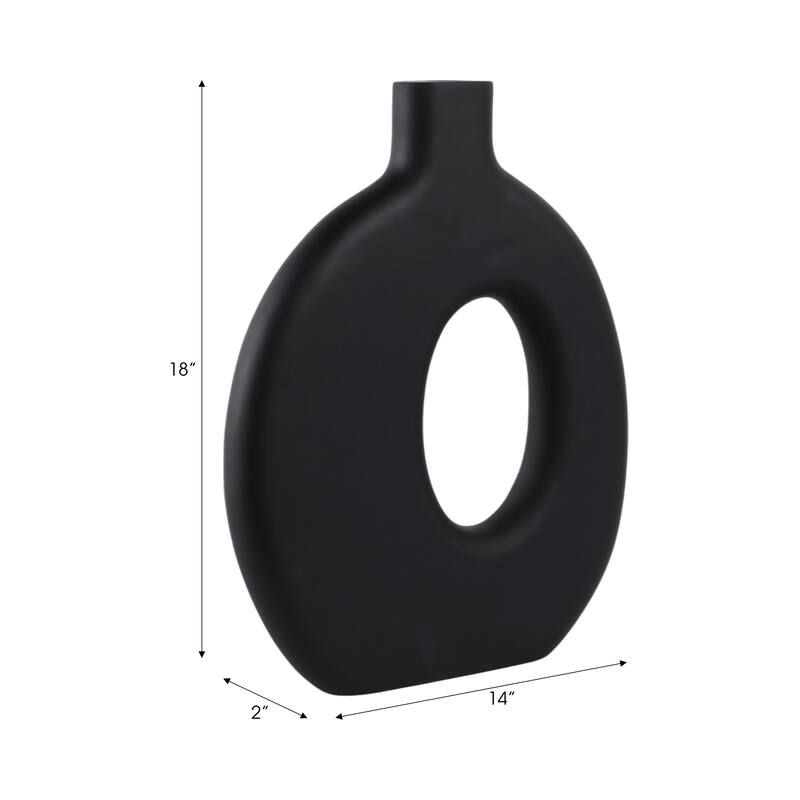 Mango Wood Modern Vase with Round Cutout Silhouette Minimalist Design