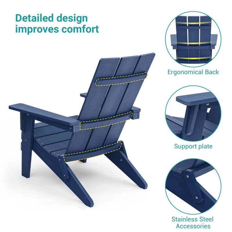 BONOSUKI Patio Folding Adirondack Chair,Waterproof HIPS,Wide Armrests