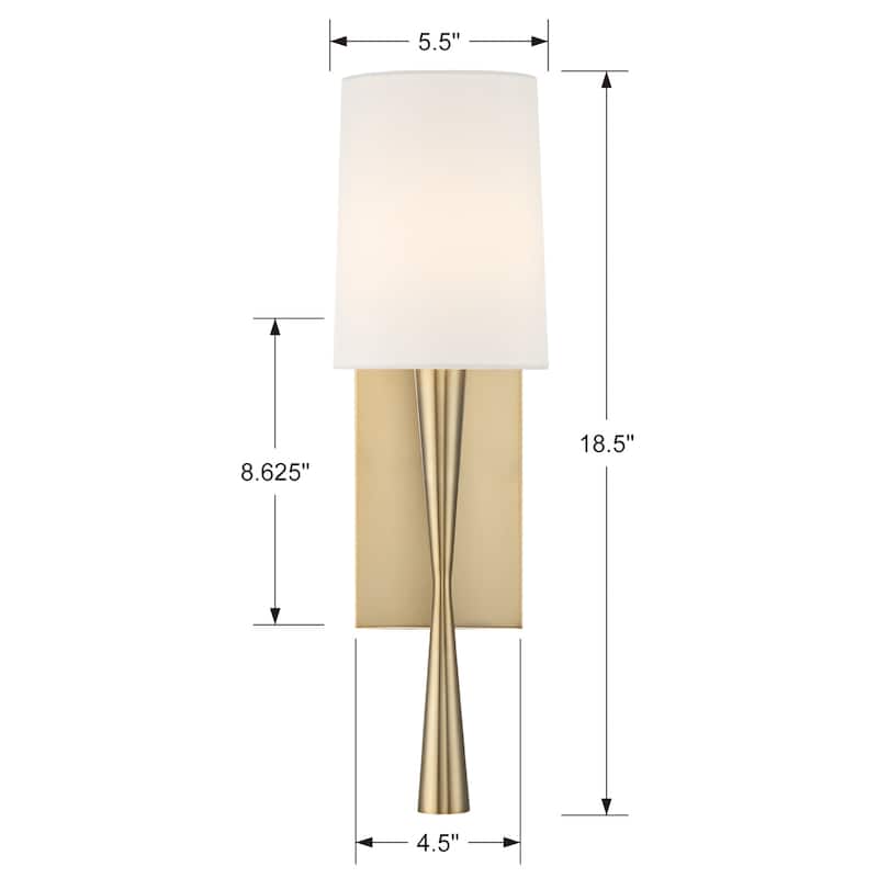 Trenton 1 Light Aged Brass Wall Mount - 5.5'' W x 18.5'' H x 6.5'' D