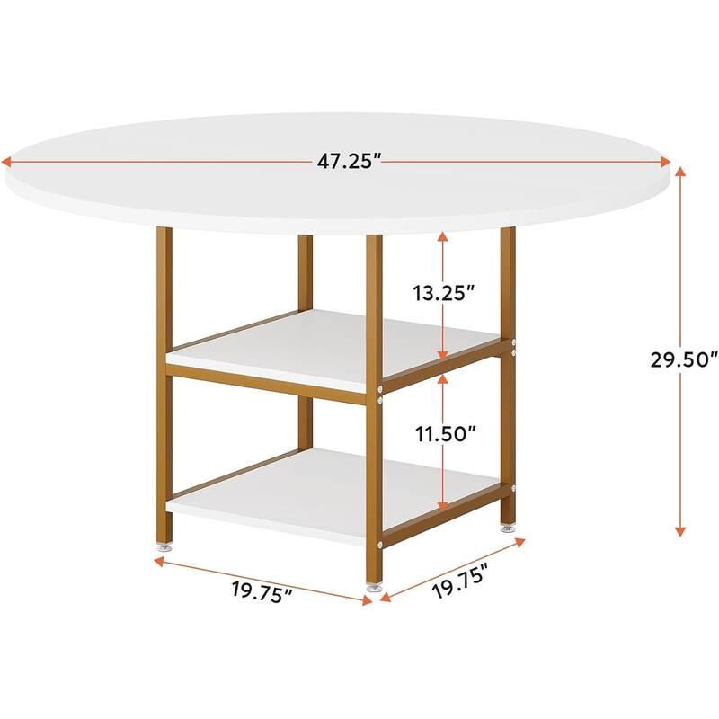 47 inch Dining Table for Dining Room, 4 People Round Dinner Table