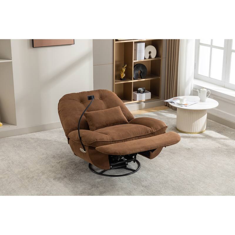 Power Recliner Swivel Chair With USB Charger