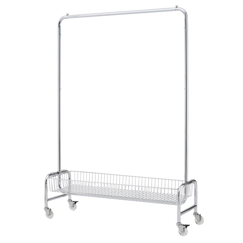 Garment Rack with Basket on Wheels Rolling Clothes Rack for Hanging Clothes Heavy Duty Garment Rack,2 pcs in one carton