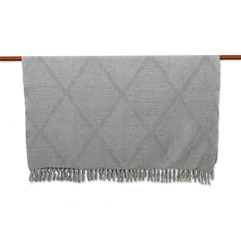 Novica Handmade Grey Desire Cotton Throw