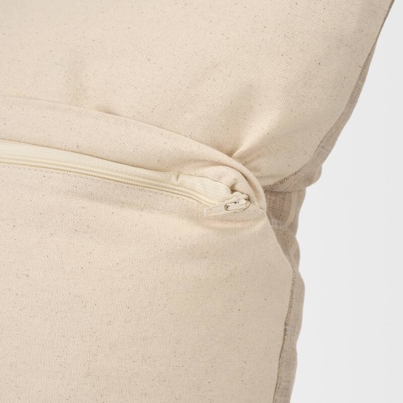 Jensen Beige and Gray Plaid Cotton-Linen Decorative Square Pillow Cover