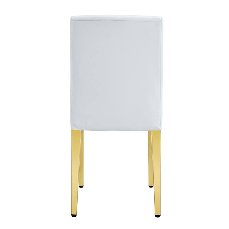 Set Of 2 Pu Leather Backrest Chairs With Gold Metal Legs, 16.2*18.5*34.6 Inches