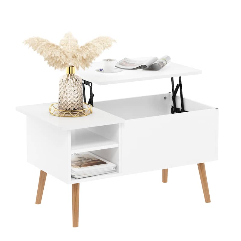 Furinno Jensen Lift Top Coffee Table With Wooden Leg