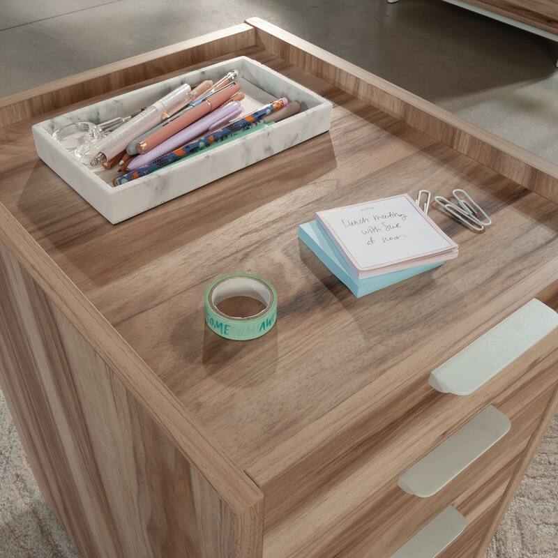 Brown Mobile File Cabinet with 3 Drawers and Casters for Small Office Spaces