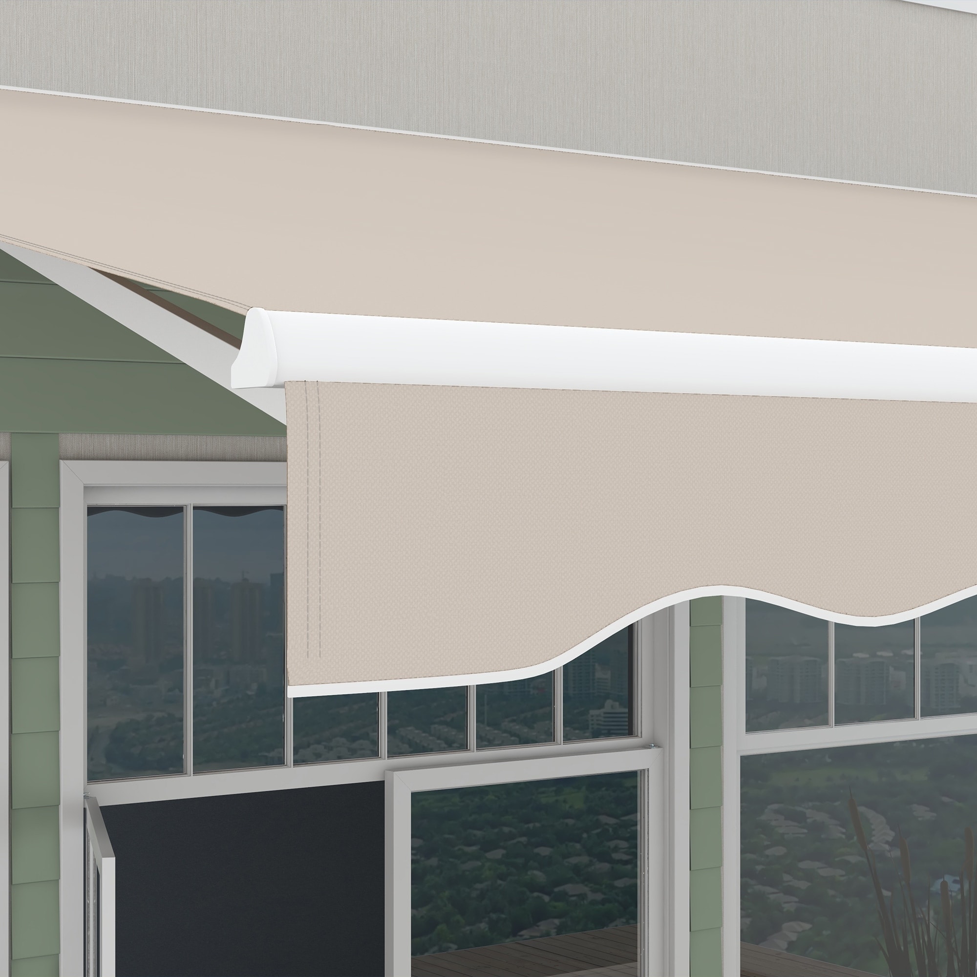 Outsunny 16' x 10' Electric Awning, Retractable Awning, UV Protection Sun Shade Shelter with Remote Controller and Manual Crank