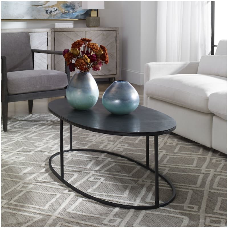 Uttermost 25152 Coreene 48"W Oval Modern Industrial Cocktail Coffee