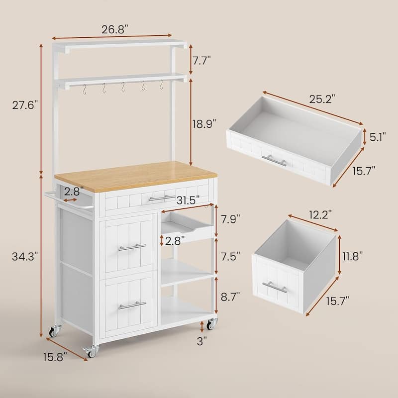 Mobile Kitchen Island Storage Kitchen Island Cart Shelves 3 Drawers