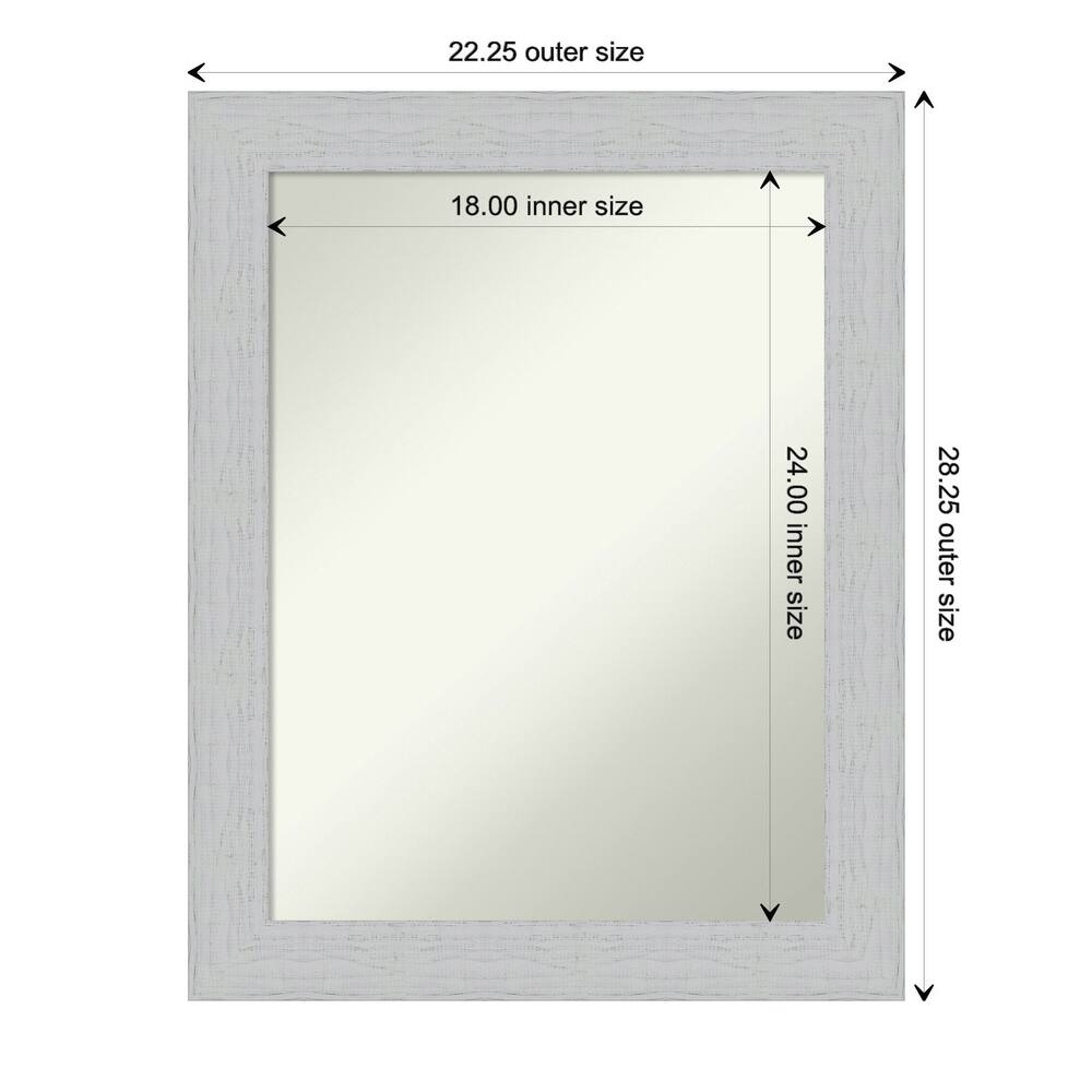 Non-Beveled Wood Bathroom Wall Mirror - Shiplap White Frame