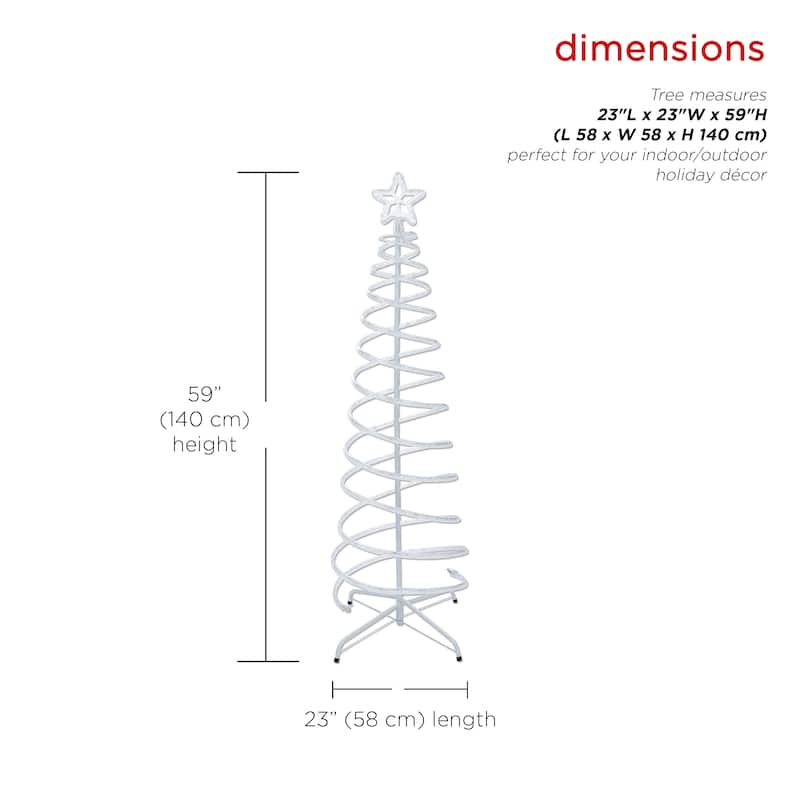 Alpine Corporation Indoor/Outdoor Artificial Spiral Christmas Tree with Multi-Color LED Lights - White