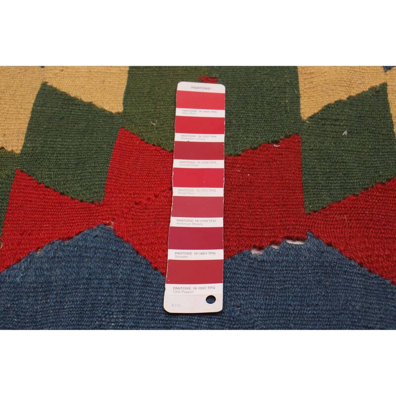 ECARPETGALLERY Flat-Weave Bold and Colorful Red Wool Kilim - 6'2 x 8'1