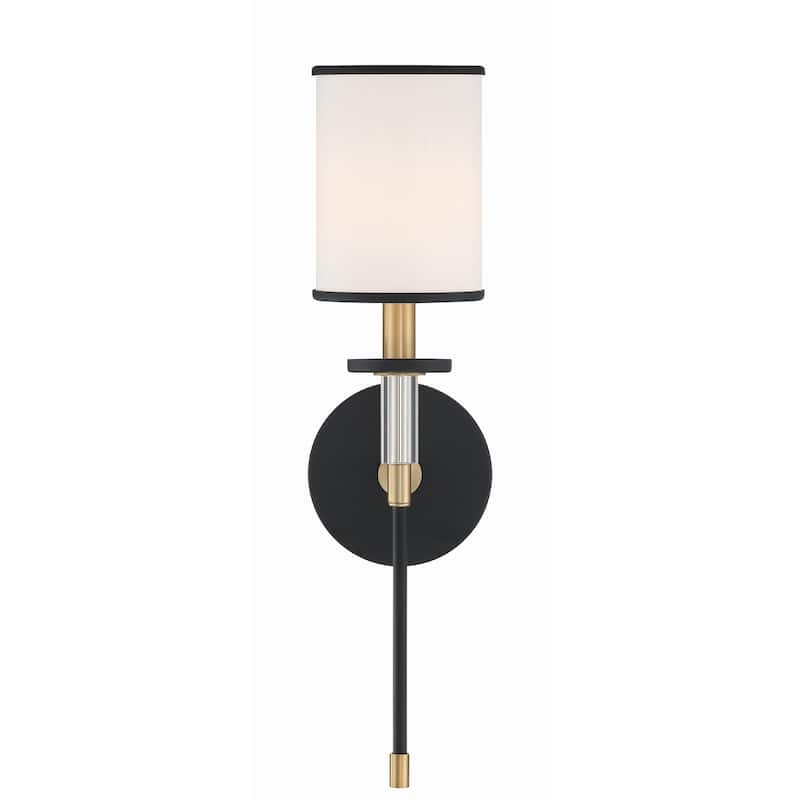 Hatfield 1 Light Black Forged & Vibrant Gold Wall Mount - 5"W x 18.5"H x 6"D