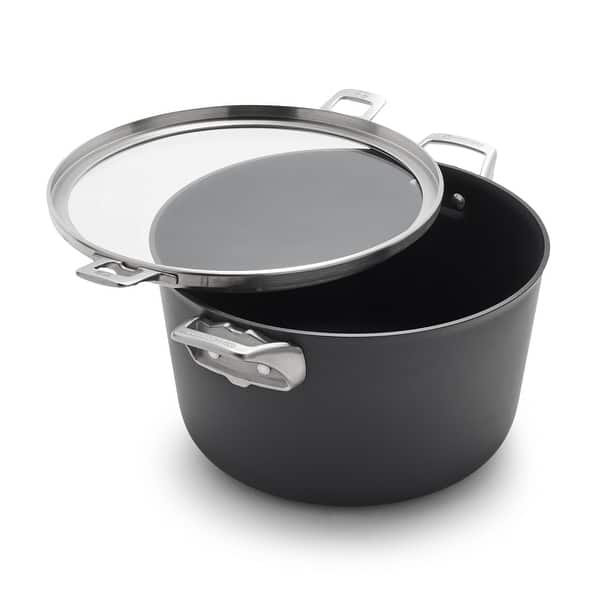 Premier 6 qt. Hard-Anodized Aluminum Nonstick Stock Pot in Black with Glass Lid Premier 6 qt. Hard-Anodized Aluminum Nonstick Stock Pot in Black with Glass Lid