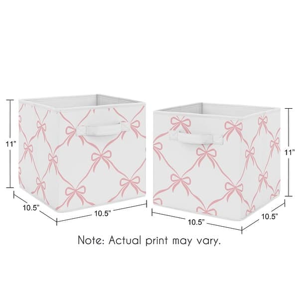 Sweet Jojo Designs Pink Bows Girl Foldable Fabric Storage Bins - Blush Bow for the Ballerina Ballet Dancer Princess Collection