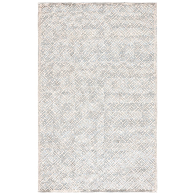 Martha Stewart by SAFAVIEH, Handmade Crocifissa Wool Rug - 5' x 8' - Ivory/Blue