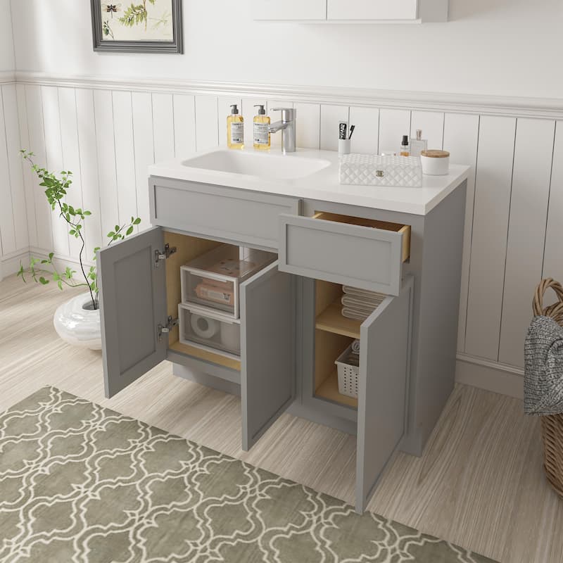 Vanity Art 39" Oak Freestanding Bathroom Vanity Cabinet without Top