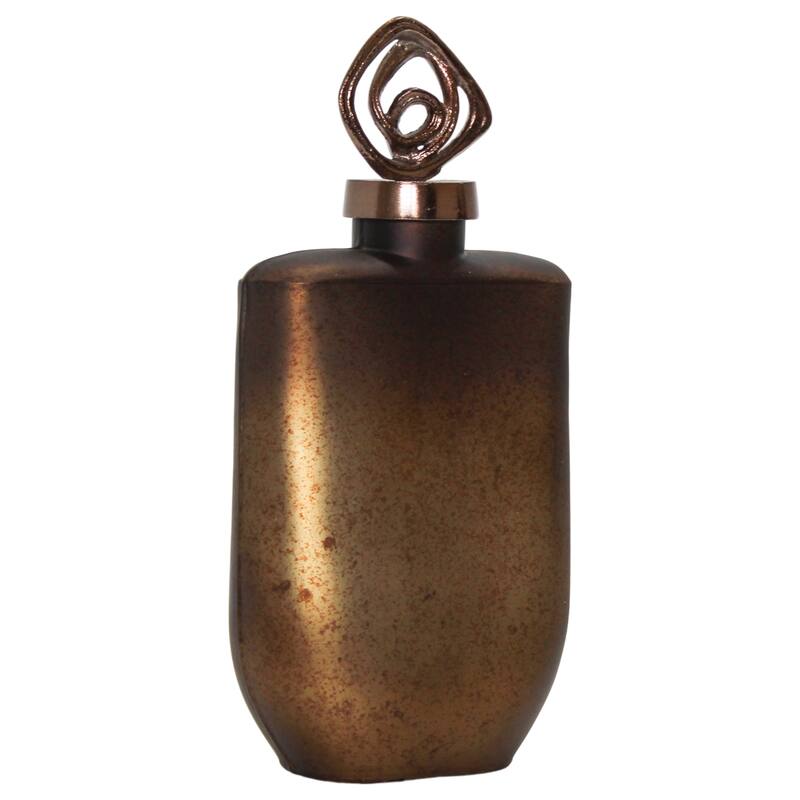 Glass Vase with Aluminum Swirl Top Accent Modern Artistic Design