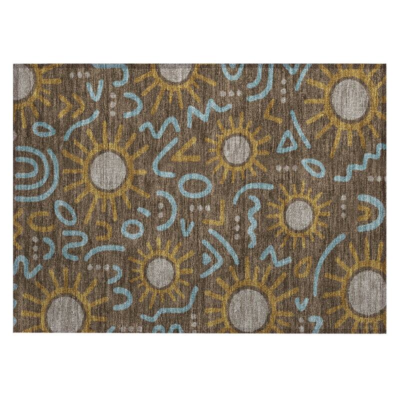 Machine Washable Indoor/ Outdoor Modern Sol Chantille Rug