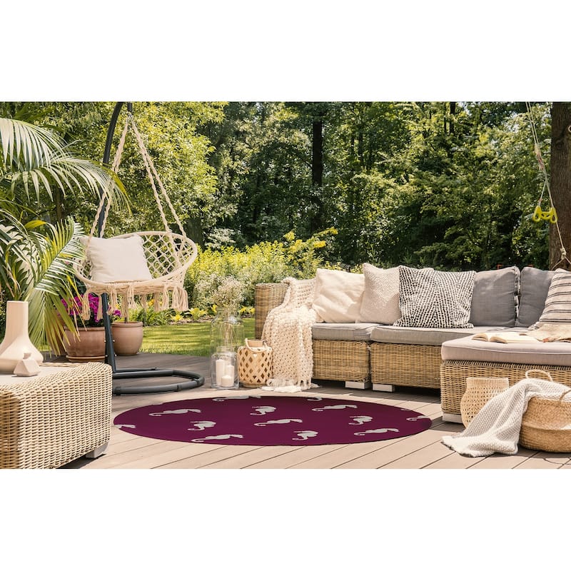 Sea Horses Beach Style Chenille Area Rug