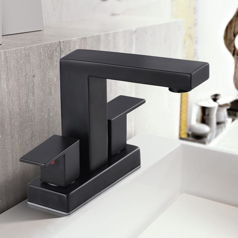 5.3"H Stainless Steel Centerset Deck Mounted 2-Handle Bathroom Faucet