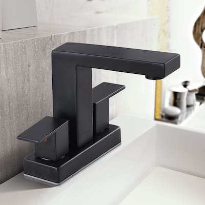 5.3"H Stainless Steel Centerset Deck Mounted 2-Handle Bathroom Faucet