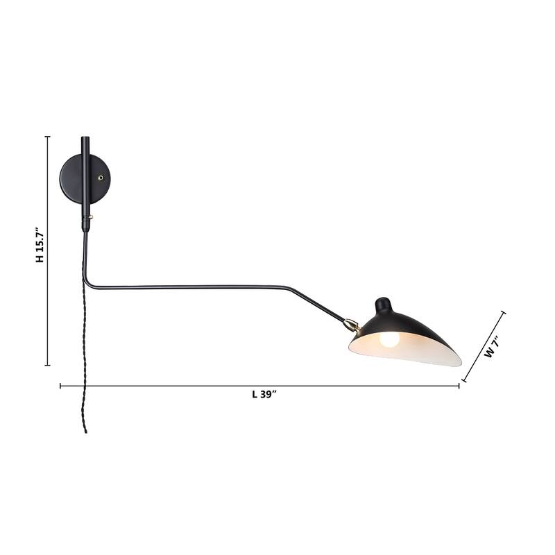 1-Light Matte Black Wall Sconce With A Black Aluminum Shade