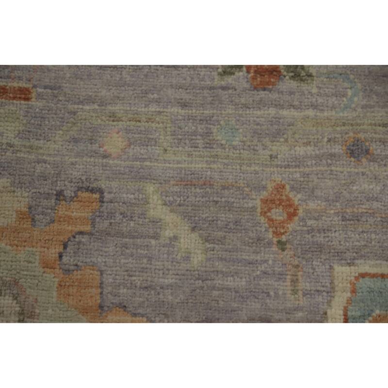 Vegetable Dye Wool Oushak Turkish Area Rug, Floral Geometric Carpet - 9' 9'' X 8' 0''