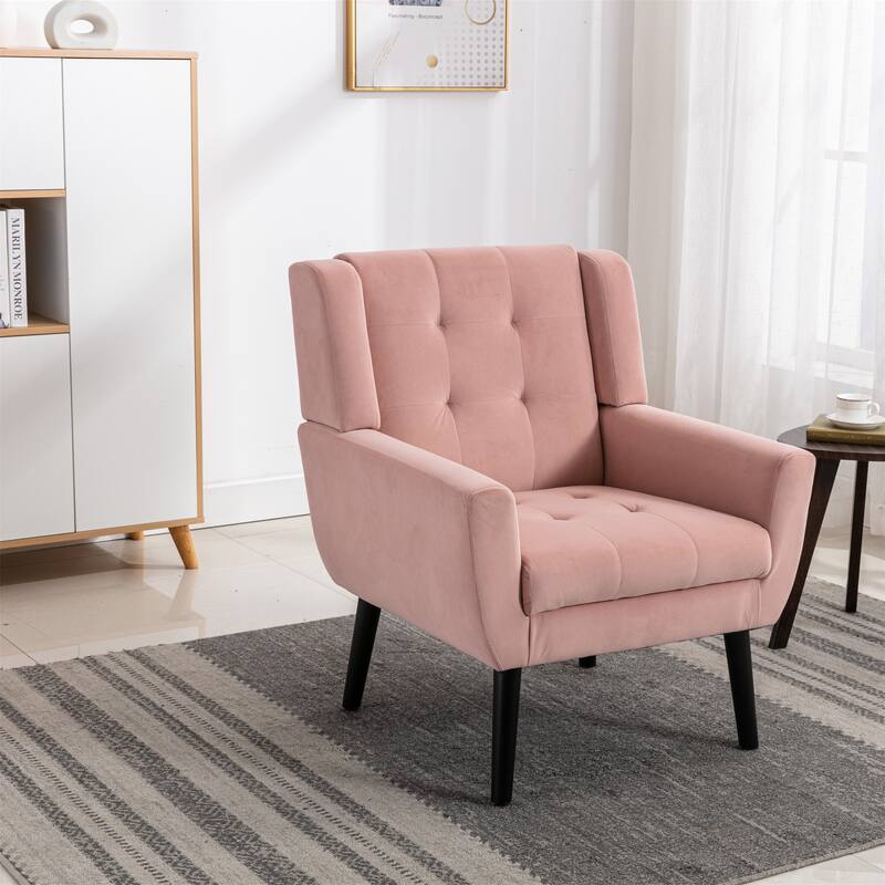 Modern Soft Linen Material Ergonomics Accent Chair Living Room Chair - Pink