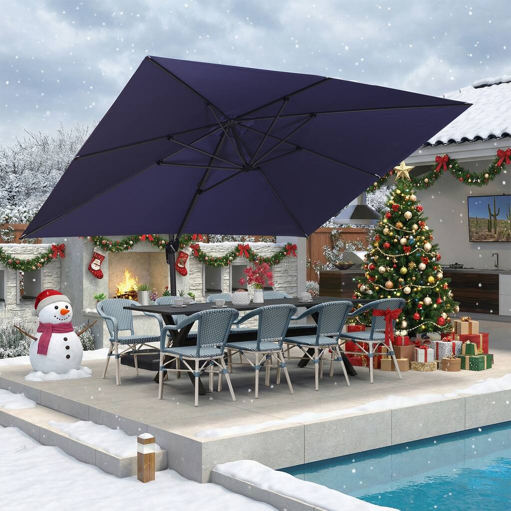 PURPLE LEAF 10 x 13 ft 360 Degree Rotation Patio Umbrella With Base