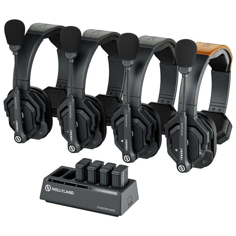Hollyland Solidcom SE Global 4S 4-Person Full-Duplex Single-Ear Noise Canceling Headset Intercom System (2.4 GHz) - Black