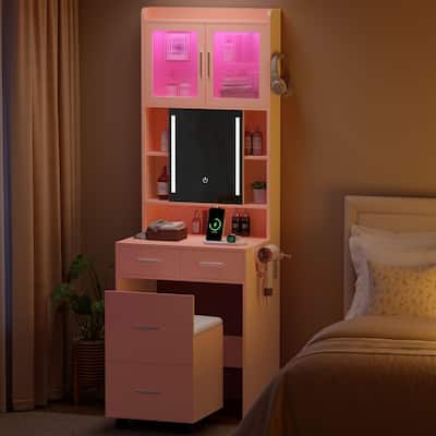 Particle Board with Textured Melamine Finish, 3-Drawer 2-Door Dressing Table Set