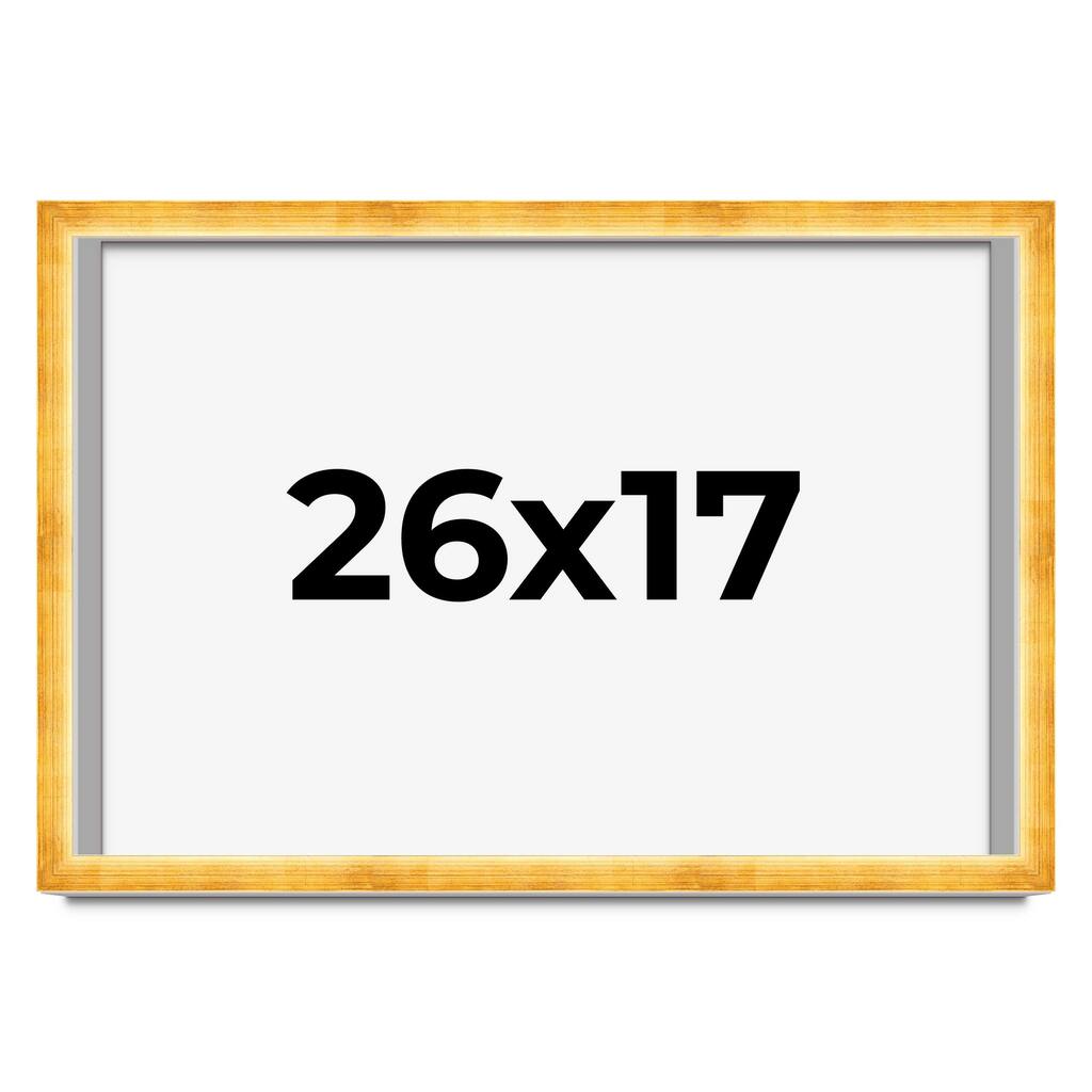 26x17 Shadow Box Frame Gold | 1.625 Inches Deep Real Wood Traditional