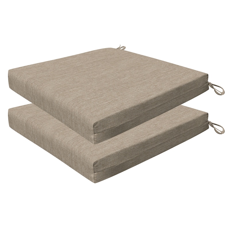 Outdoor Premium Dining Seat Cushion (2-Pack) - 20" wide x 20" deep x 4" thick - Textured Solid Birch Tan