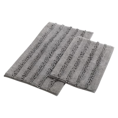 Veria 2 Piece Bath Mat with Textured Loops Details The Urban Port, Charcoal Gray